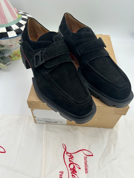 ****************Men’s Christian Louboutin Suede Lug Sole Loafers. Size 45/12 US. main image 8